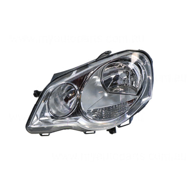 Halogen Head Lamp Passenger Side OEM Suits Volkswagen Polo 9N 2005 to 2010
