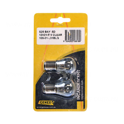 Bayonet Bulbs BAT15D suits Generic 12V 21/5W BLISTER PACK 2