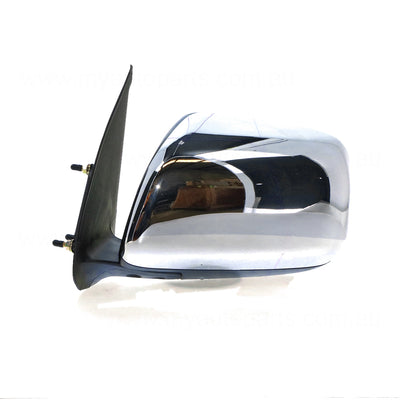Chrome Door Mirror Manual Adjust Passenger Side Aftermarket suits Toyota Hilux 15/16/25/26 Series 2005 to 2015