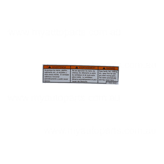 OEM Fan Warning Decal suits Suzuki Swift AZ, RS416, FZ, RS415 2005 to 2020
