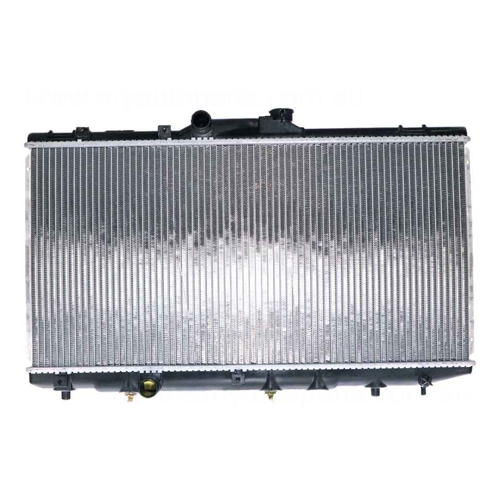 Radiator 31 / 31 mm Plastic Aluminium 350 x 688 x 26 mm Mauto 1.8 L 7A-FE Aftermarket Suits Toyota Corolla AE112R 1998 to 2001