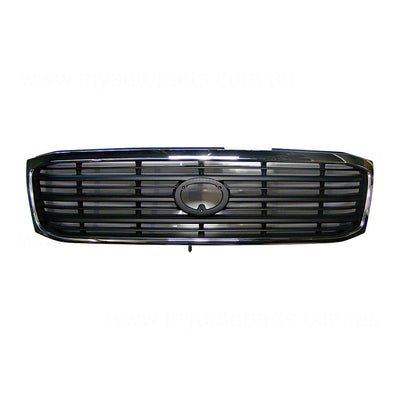 Black with Chrome Surround Grille Aftermarket suits Toyota Landcruiser 100 Series GXL 1/1998 to 8/2002