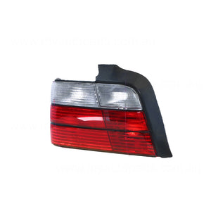 Black Red/Clear Tail Lamp Passenger Side Certified Suits BMW 3 Series E36 Sedan 1997 to 2000