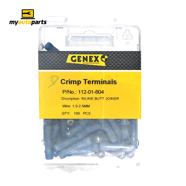 Insulated Butt Joiner Crimp Terminal - Blue (4mm), Box of 100