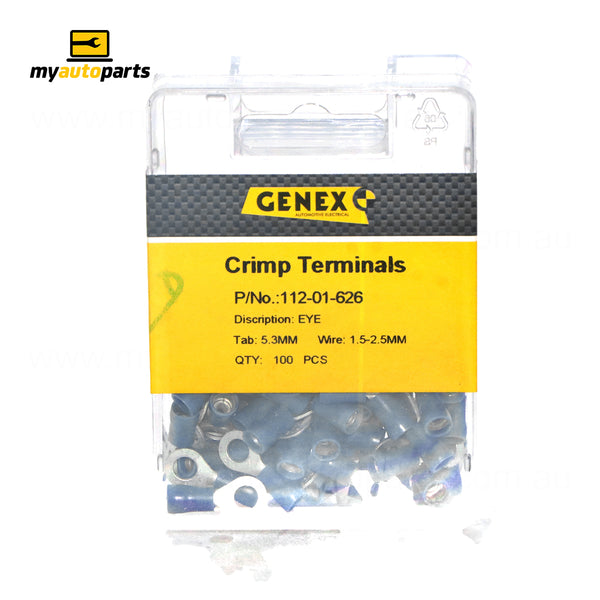 Insulated Eyelet Crimp Terminal - Blue (5mm), Box of 100