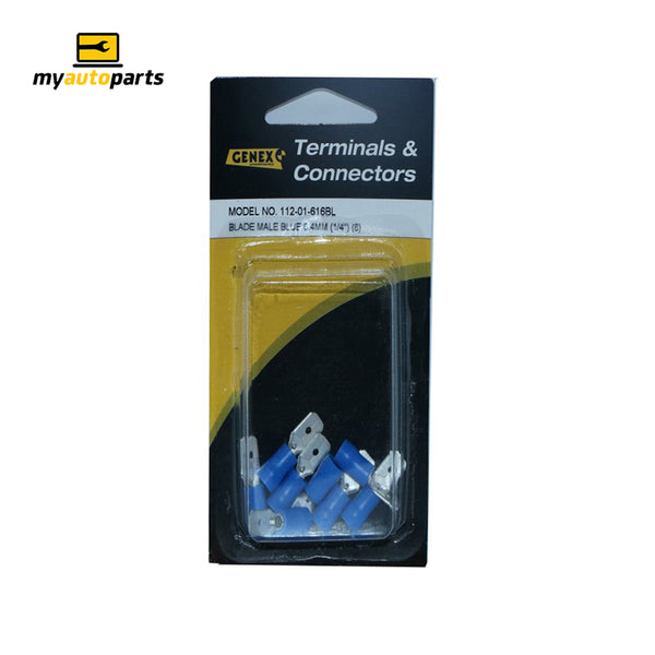 Insulated Male Blade Crimp Terminal - Blue (6.4mm), Box of 8