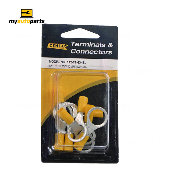 Insulated Eyelet Crimp Terminal - Yellow (12mm), Box of 8