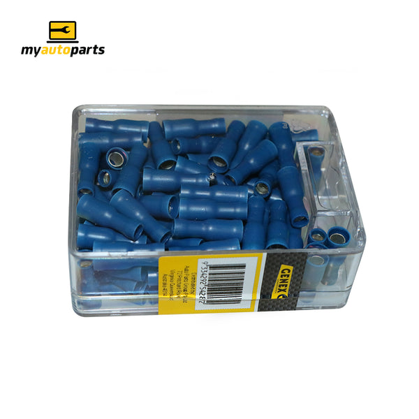 Insulated Female Bullet Crimp Terminal - Blue (5mm), Box of 100