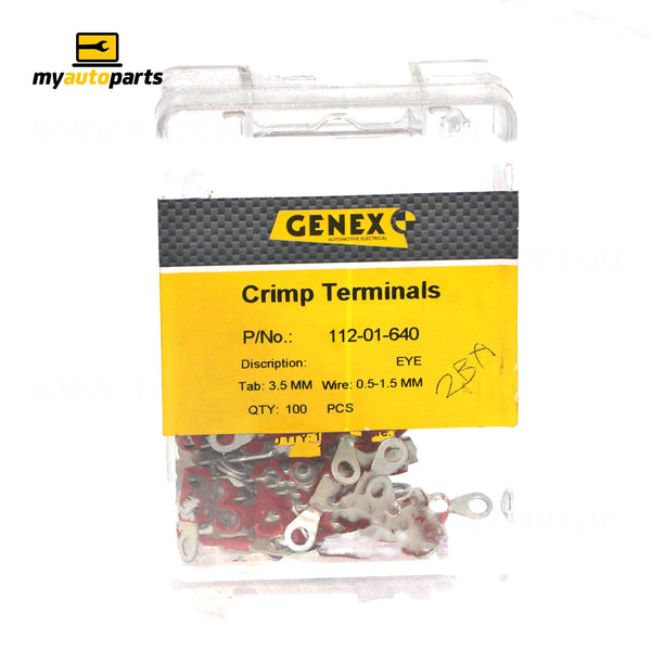 Insulated Eyelet Crimp Terminal - Red (3.5mm), Box of 100